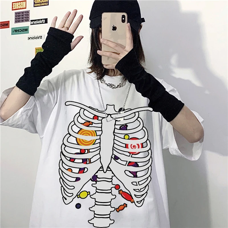 Women T-shirt Human Bones Pattern Print Short Sleeve T-shirt Retro Tee Shirt Street Fashion Woman Blouses 2022 Y2k Clothes Tops
Women T-shirt Human Bones Pattern Print Short Sleeve T-shirt Retro Tee Shirt Street Fashion Woman Blouses 2022 Y2k Clothes Tops
