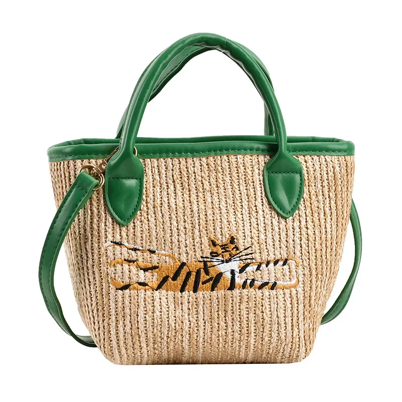 

2023 New Fashionable Crossbody Bag Small Group Embroidered Handheld Bucket Bag Summer Grass Woven Bag Sac Gg Cc