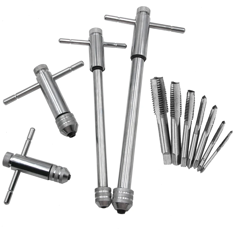 Adjustable M3-8 M5-12 T-Handle Long Ratchet Tap Wrench Set Tap Screw Holder Set Metric Male Thread Plug Mechanical Workshop Tool
Adjustable M3-8 M5-12 T-Handle Long Ratchet Tap Wrench Set Tap Screw Holder Set Metric Male Thread Plug Mechanical Workshop Tool