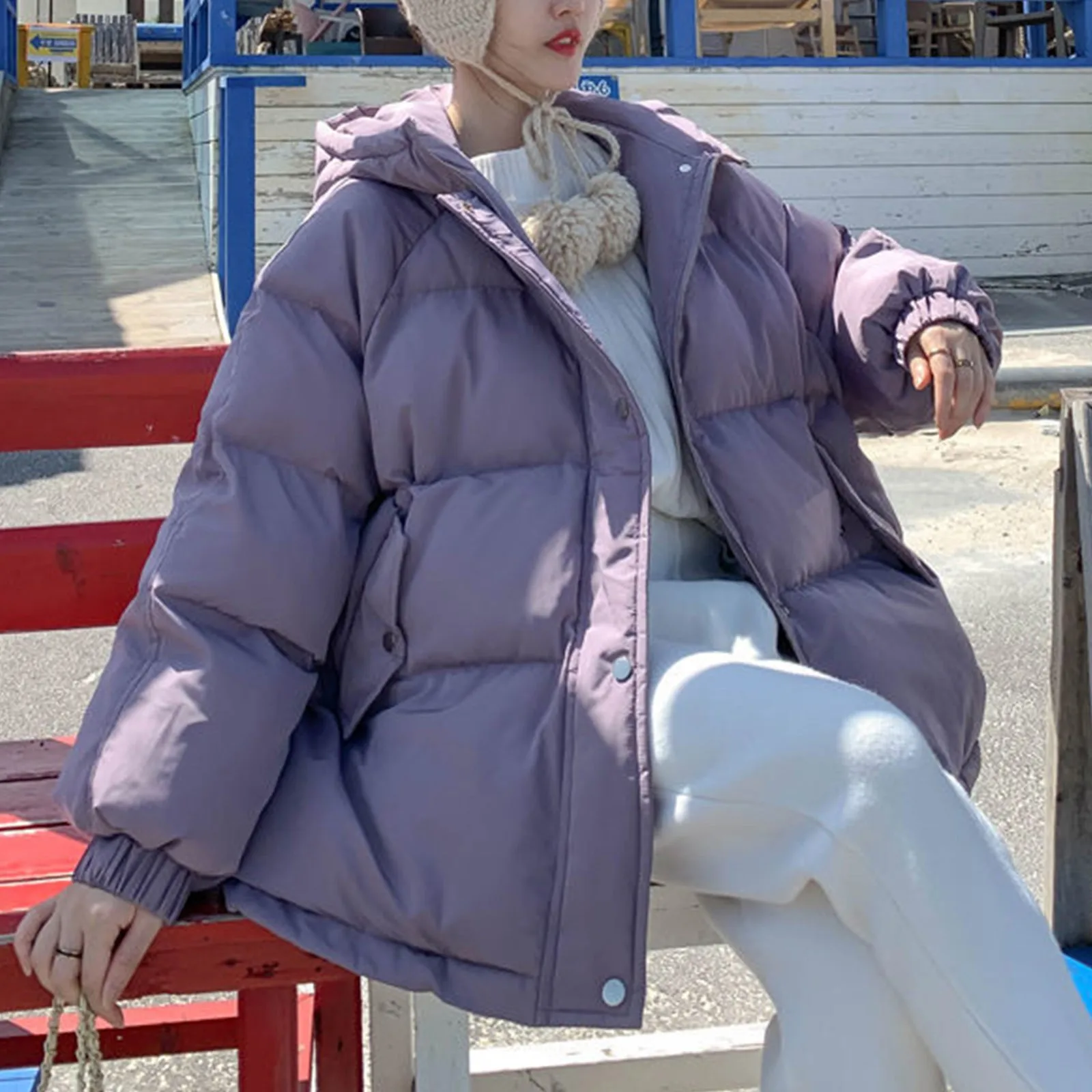 

Женское пальто, зимняя пуховая хлопковая куртка на молнии, свободная утепленная верхняя одежда, Женские однотонные утепленные короткие парки, куртки