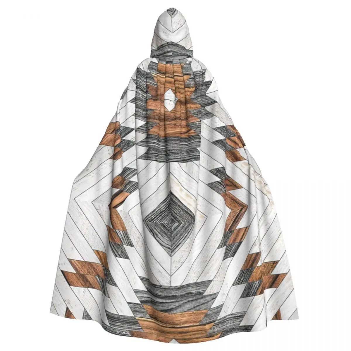 

Urban Tribal Pattern - Aztec - Wood Hooded Cloak Halloween Party Cosplay Woman Men Adult Long Witchcraft Robe Hood