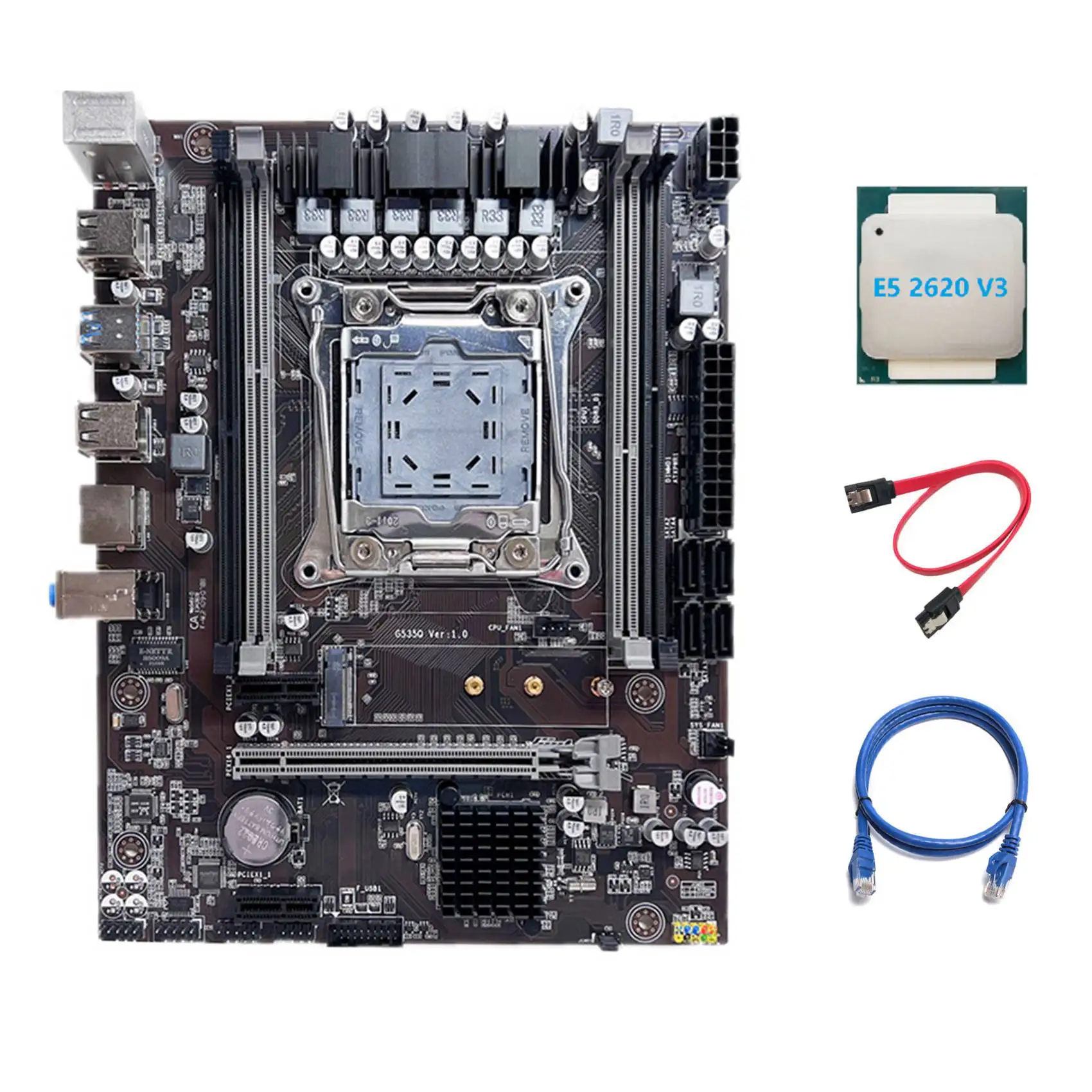 X99 Motherboard LGA2011-3 Computer Motherboard Support DDR4 ECC RAM+E5 2620 V3 CPU+SATA Cable+RJ45 Network Cable
X99 Motherboard LGA2011-3 Computer Motherboard Support DDR4 ECC RAM+E5 2620 V3 CPU+SATA Cable+RJ45 Network Cable