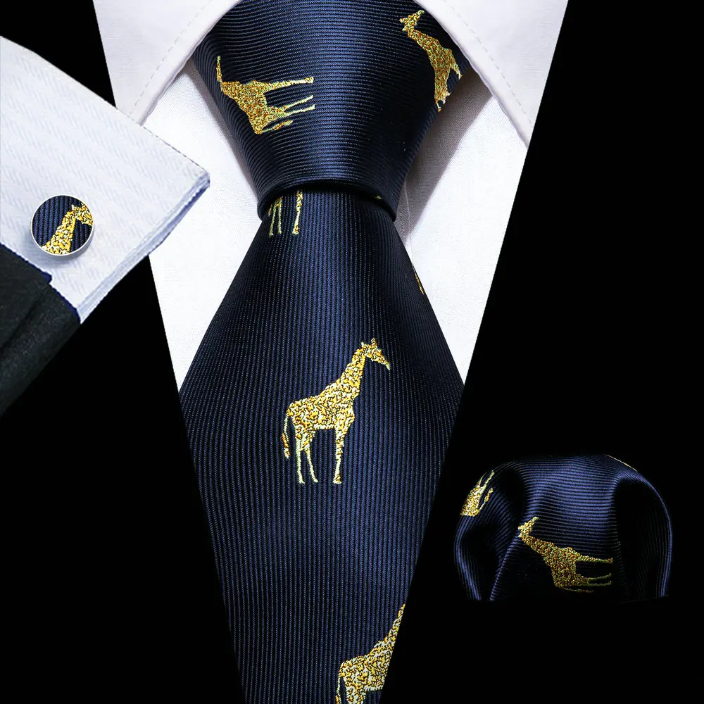 Navy Blue Silk Animal Giraffe Men Tie Handkerchief Cufflinks Set Cartton Necktie Party Wedding Barry. Wang Brooches Tie Pin
Navy Blue Silk Animal Giraffe Men Tie Handkerchief Cufflinks Set Cartton Necktie Party Wedding Barry. Wang Brooches Tie Pin