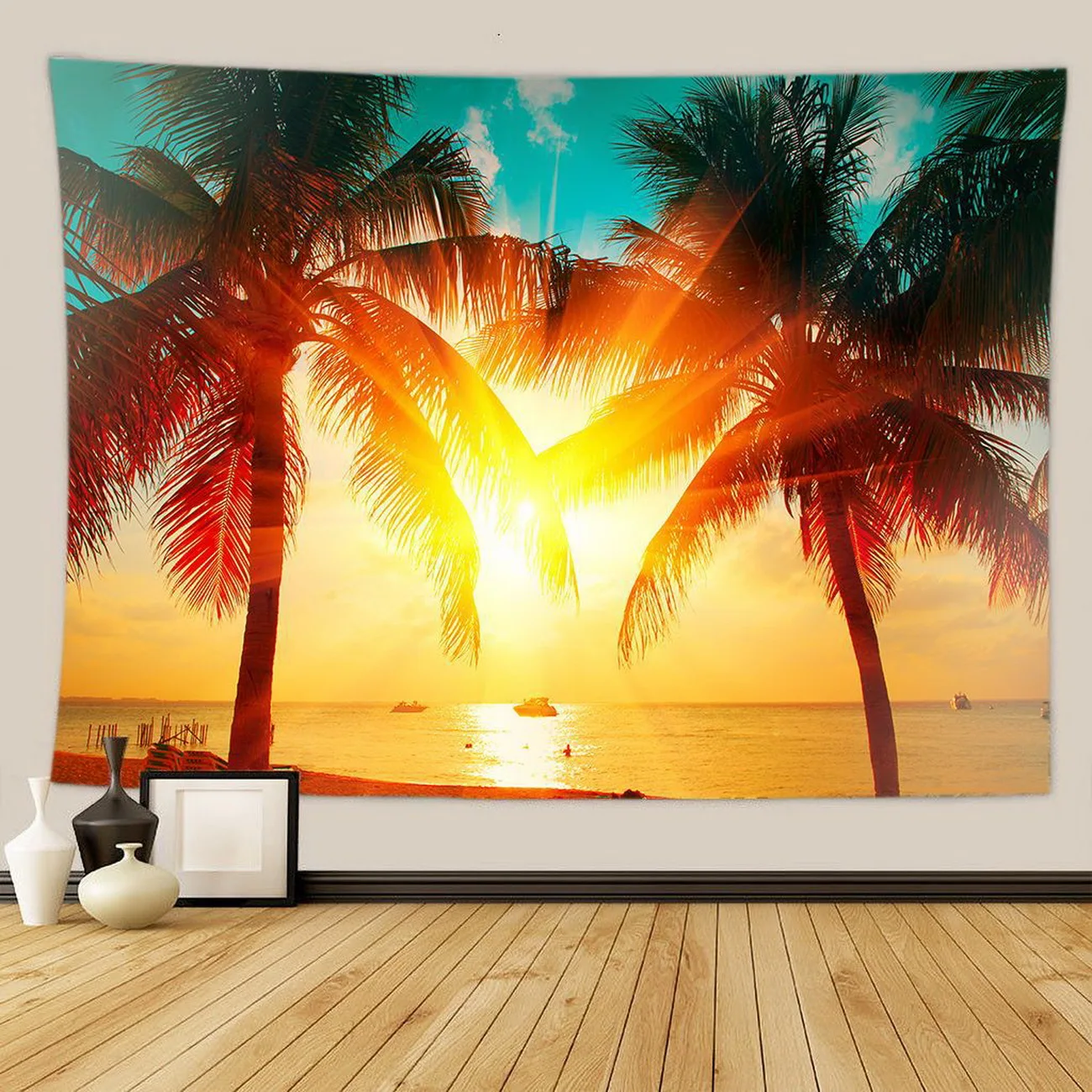 

Beautiful Seascape Coconut Tree Sunset Tapestry Room Decor Aesthetic Living Room Decoration Tapestry Wall Hanging