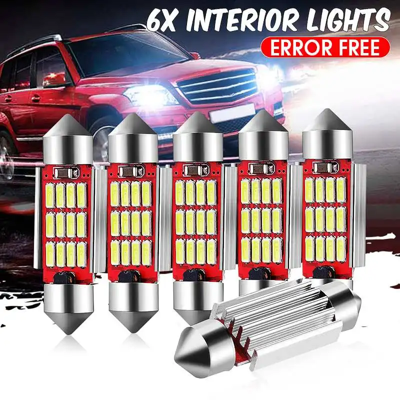 6 шт., автомобильные гирлянды 31 мм, 36 мм, C5W 4014 SMD, Сверхъяркие Лампы Canbus для подсветки номерного знака, лампы для чтения в салоне, 12 В
6 шт., автомобильные гирлянды 31 мм, 36 мм, C5W 4014 SMD, Сверхъяркие Лампы Canbus для подсветки номерного знака, лампы для чтения в салоне, 12 В