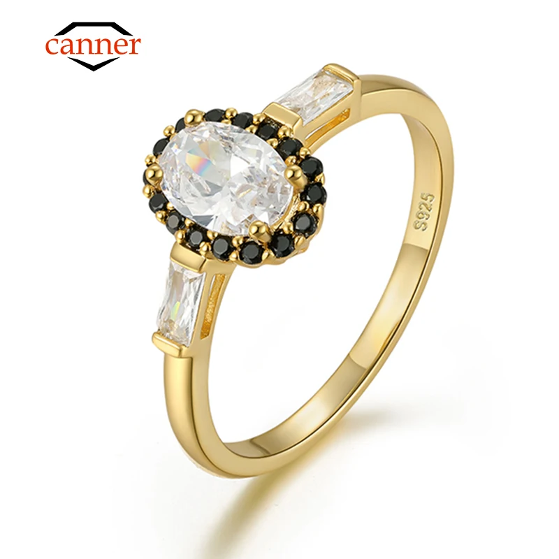 canner Vintage 925 Sterling Silver 18K Gold Plating Rings for Women Black Zircon Bride Wedding Engagement Ring Fine Jewelry Gift
canner Vintage 925 Sterling Silver 18K Gold Plating Rings for Women Black Zircon Bride Wedding Engagement Ring Fine Jewelry Gift