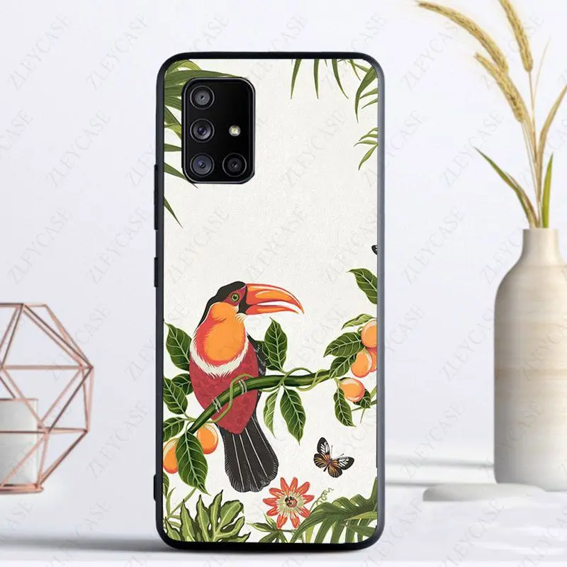 Чехол для телефона с тропическими растениями Тукан попугай samsung Galaxy A14 A53 A13 A12 A22 A23