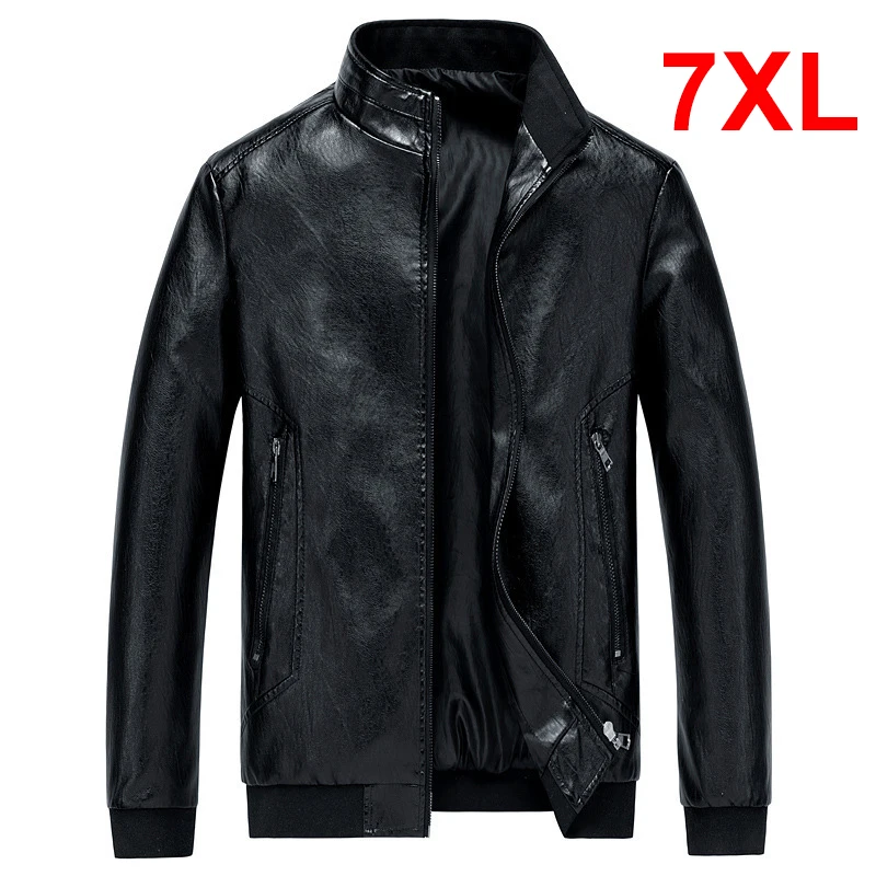 

Plus Size 6XL 7XL Men's PU Jacket Solid Color Autumn Leather Jacket Coat Big Size 7XL Casual Fashion Luxurious PU Outerwear Male