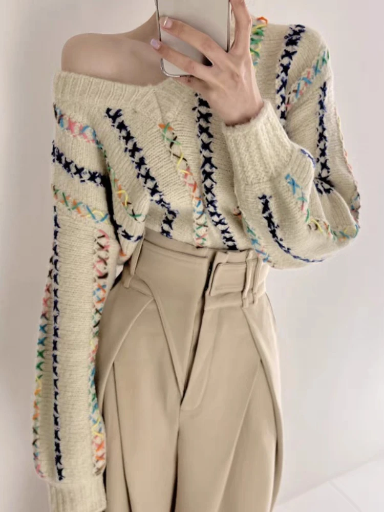 Fashion Women Sweaters 2023 Winter LOOSE Color Block Long Sleeve Top Versatile Pullovers Korean Fashion Thickening Knitwears
Fashion Women Sweaters 2023 Winter LOOSE Color Block Long Sleeve Top Versatile Pullovers Korean Fashion Thickening Knitwears