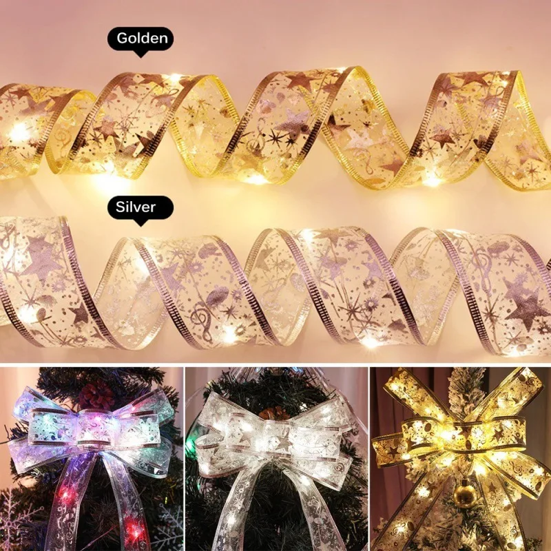 LED Christmas Ribbon String Lights 2023 Xmas Christmas Tree Decoration DIY Lace Bows Pendant Gift Bronzing Double Layer Ribbon
LED Christmas Ribbon String Lights 2023 Xmas Christmas Tree Decoration DIY Lace Bows Pendant Gift Bronzing Double Layer Ribbon