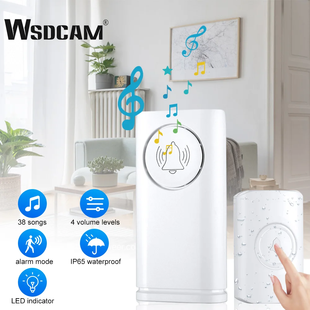WSDCAM беспроводной дверной звонок Водонепроницаемый IP65 LED сенсорная кнопка умный