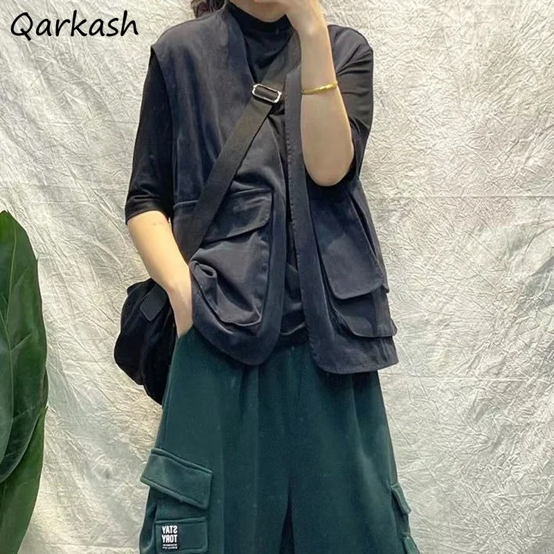 Vests Women Safari Style Simple Leisure Loose V-neck Pockets Retro Fashion Students Chic Solid Ins Hot Sale Design Топ Женский
Vests Women Safari Style Simple Leisure Loose V-neck Pockets Retro Fashion Students Chic Solid Ins Hot Sale Design Топ Женский
