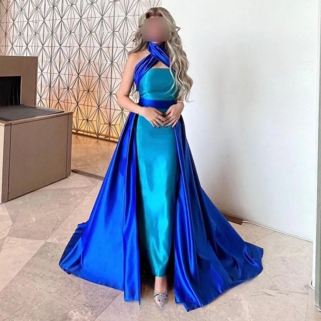 Fashionvane Sheath Evening Dresses Halter Neck Royal Blue Satin Overskirts Vestidos De Noche Zipper Back Prom Dress
Fashionvane Sheath Evening Dresses Halter Neck Royal Blue Satin Overskirts Vestidos De Noche Zipper Back Prom Dress