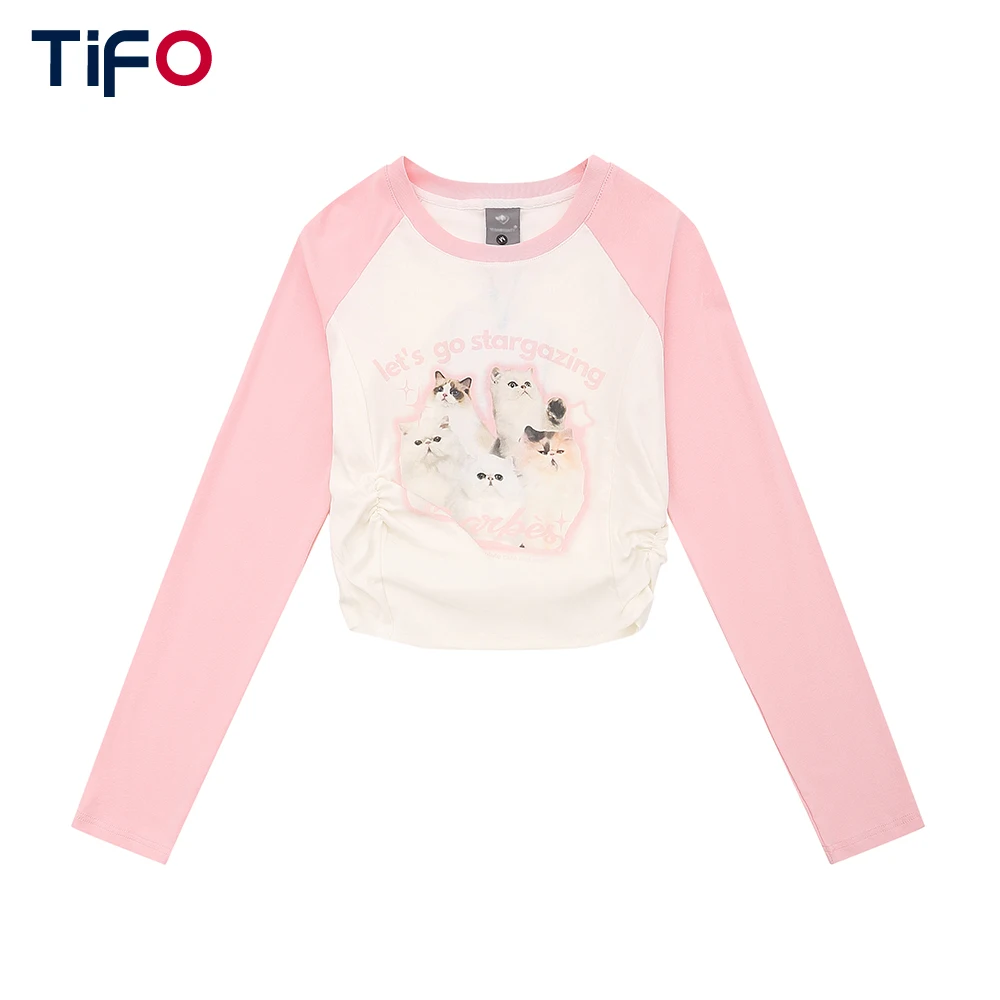 Dopamine Color Block Raglan Sleeve Crop Tops Women Cat Print Pleated Crew Neck Long Sleeve T-shirt
Dopamine Color Block Raglan Sleeve Crop Tops Women Cat Print Pleated Crew Neck Long Sleeve T-shirt