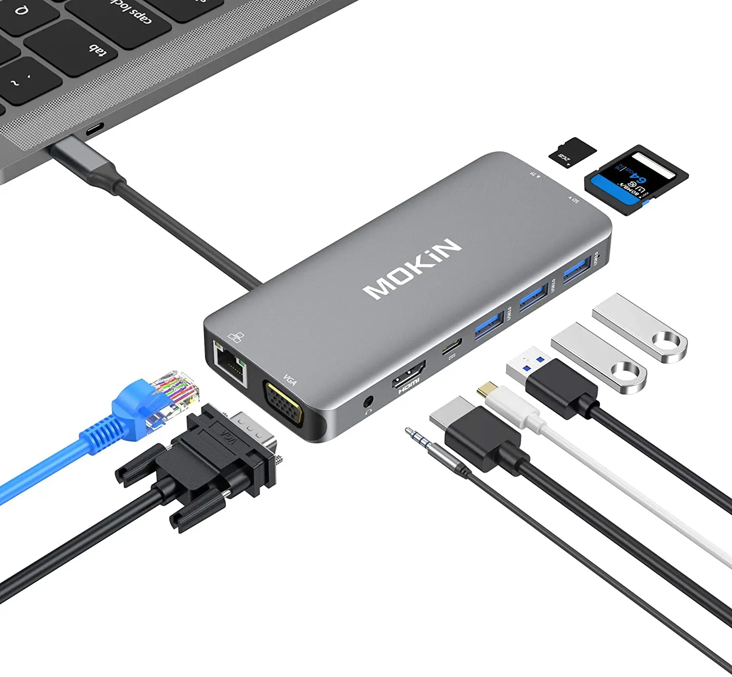 USB C Hub Multiport Adapter - 10 in 1 Portable Dongle with 4K HDMI, VGA, Ethernet, 3 USB Ports, Audio, PD Charger, SD/Micro SD
USB C Hub Multiport Adapter - 10 in 1 Portable Dongle with 4K HDMI, VGA, Ethernet, 3 USB Ports, Audio, PD Charger, SD/Micro SD