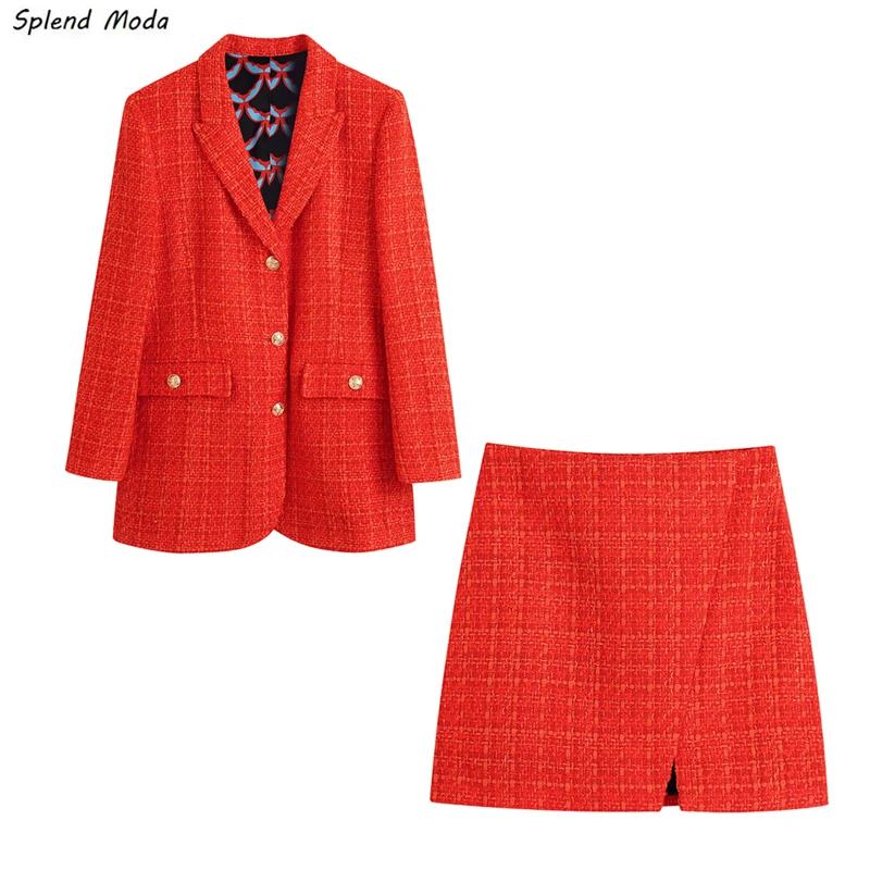Splend Moda Autumn Women Fashion Vintage Notched Collar Tweed Texture Single-Breasted Casual Blazer High-Waist Split Skirt Suit
Splend Moda Autumn Women Fashion Vintage Notched Collar Tweed Texture Single-Breasted Casual Blazer High-Waist Split Skirt Suit