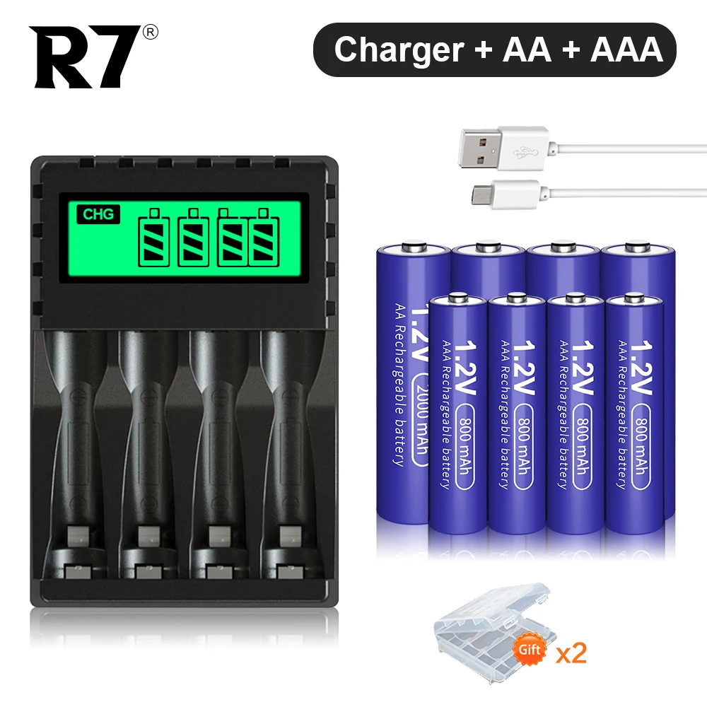 R7 AA Rechargebale Batteries 2000mAh+AAA Battery 800mAh 1.2V Ni-MH AAA/AA rechargeable battery and AA /AAA Batteries charger
R7 AA Rechargebale Batteries 2000mAh+AAA Battery 800mAh 1.2V Ni-MH AAA/AA rechargeable battery and AA /AAA Batteries charger