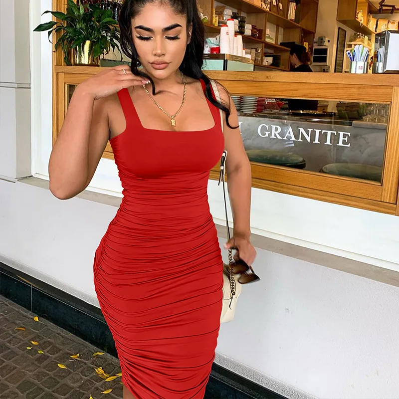 European and American ins sexy summer women's temperament Hip Wrap Skirt tight fold sleeveless medium length vest dress
European and American ins sexy summer women's temperament Hip Wrap Skirt tight fold sleeveless medium length vest dress