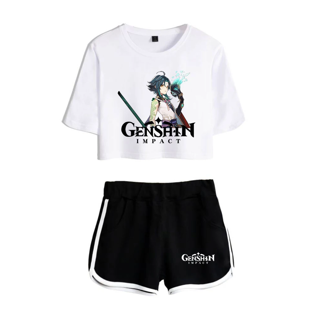 Комплект из 2 предметов, классические футболки с принтом Genshin, шорты, штаны, пупок, спортивные костюмы с коротким рукавом для девушек, привлек...
Комплект из 2 предметов, классические футболки с принтом Genshin, шорты, штаны, пупок, спортивные костюмы с коротким рукавом для девушек, привлек...
