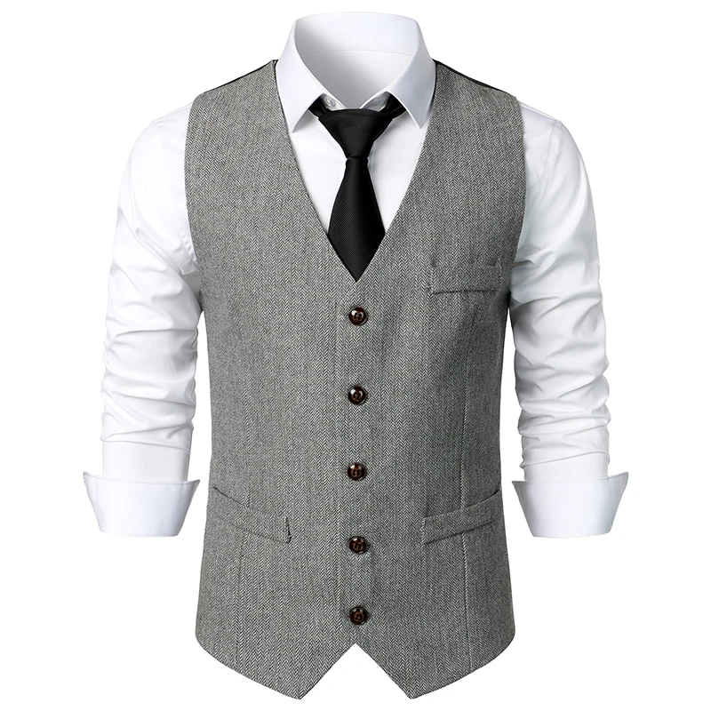 Mens Classic Herringbone Tweed Vest 5 Button Slim Fit Sleeveless Waistcoat Party Wedding Groom Business Formal Dress Suit Vest
Mens Classic Herringbone Tweed Vest 5 Button Slim Fit Sleeveless Waistcoat Party Wedding Groom Business Formal Dress Suit Vest