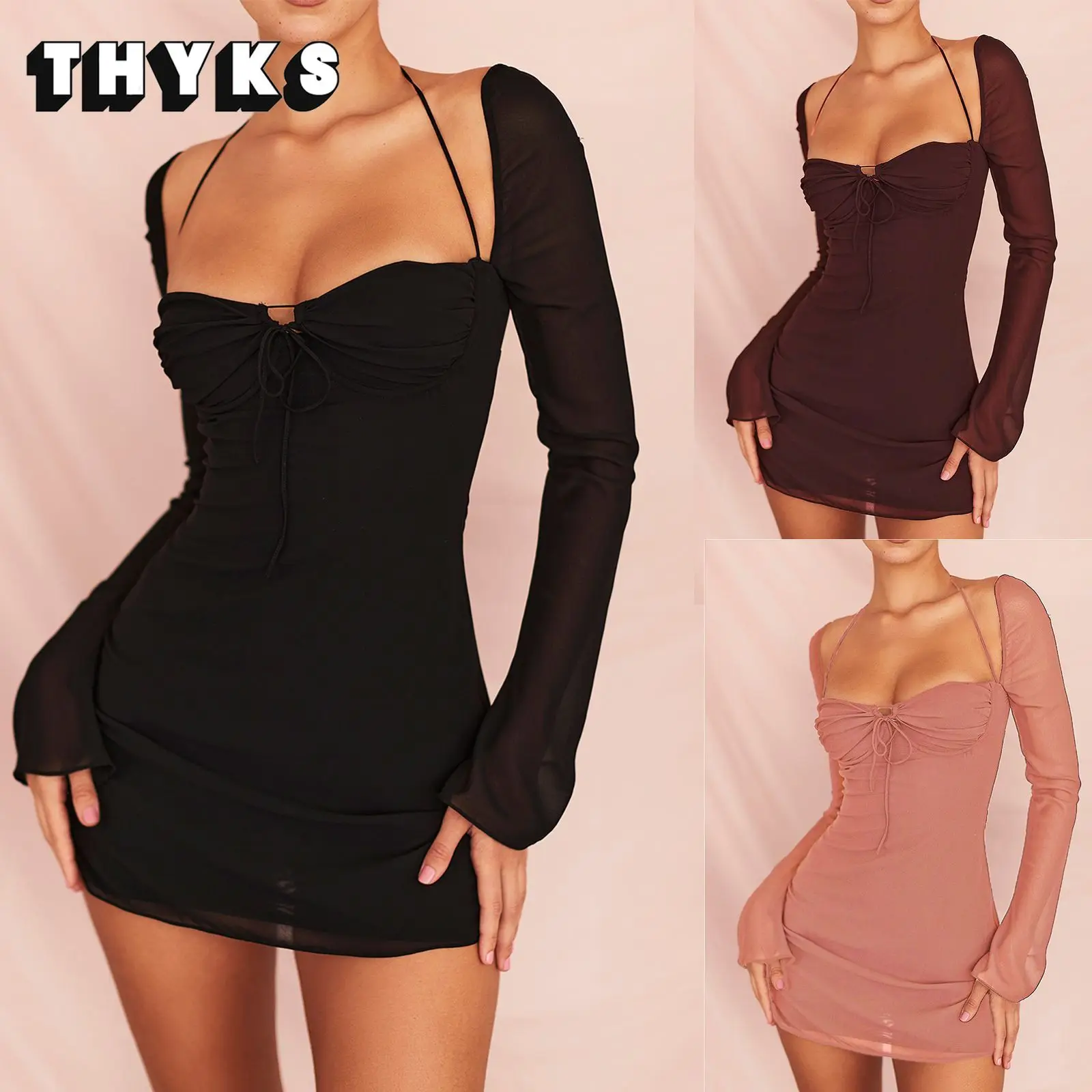 Sexy Sheer Sleeve Evening Dress High Waist Tie Halter Tight White Dress Summer Beach Holiday Birthday Club Party Clothing Women
Sexy Sheer Sleeve Evening Dress High Waist Tie Halter Tight White Dress Summer Beach Holiday Birthday Club Party Clothing Women