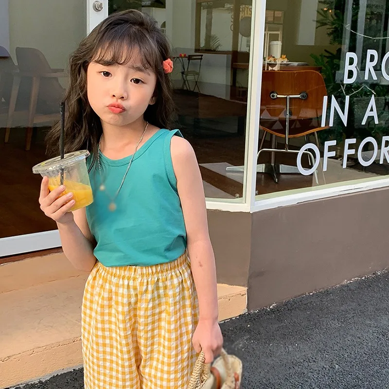 Sleeveless Summer T-Shirt For Girls Korean Style Candy Color Cotton Children Tops Baby Solid Camisole Children Clothing
Sleeveless Summer T-Shirt For Girls Korean Style Candy Color Cotton Children Tops Baby Solid Camisole Children Clothing