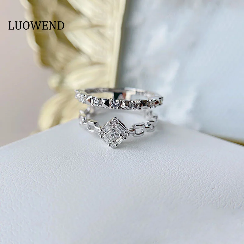 LUOWEND 100% 18K White Gold Rings Fashion Real Natural Diamond Ring Chain Design INS Style Fine Jewelry for Women Party
LUOWEND 100% 18K White Gold Rings Fashion Real Natural Diamond Ring Chain Design INS Style Fine Jewelry for Women Party