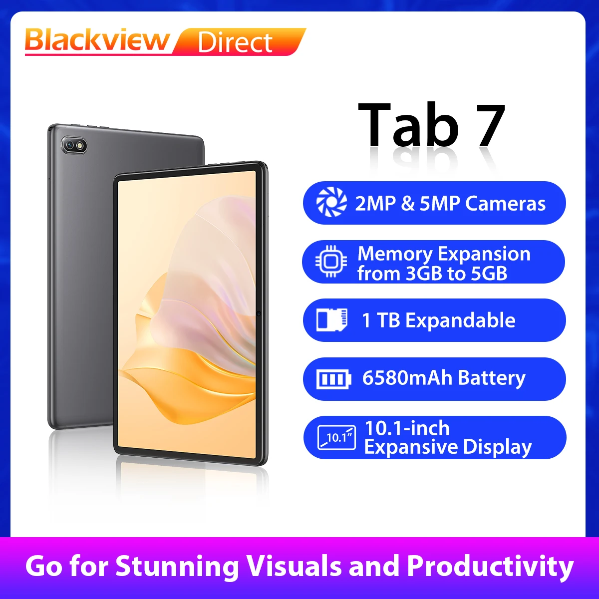 

Blackview Tab 7 10.1 Inch 800*1280 6580mAh Tablet Android 11 3GB RAM 32GB ROM T310 Quad Core Type-C Dual 4G Wifi Tablets PC