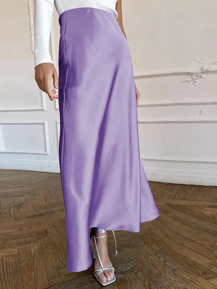 Long Satin Skirt Women Elegant Solid High Waist Office Ladies Slim Skirt Summer Vintage Silk A-line Skirt
Long Satin Skirt Women Elegant Solid High Waist Office Ladies Slim Skirt Summer Vintage Silk A-line Skirt