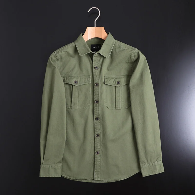 Yarn Card Twill Washed Japanese Single Men's Clothing Tooling Cotton Long Sleeve Shirt Outoor Hiking Trekking Military Uniform
Yarn Card Twill Washed Japanese Single Men's Clothing Tooling Cotton Long Sleeve Shirt Outoor Hiking Trekking Military Uniform
