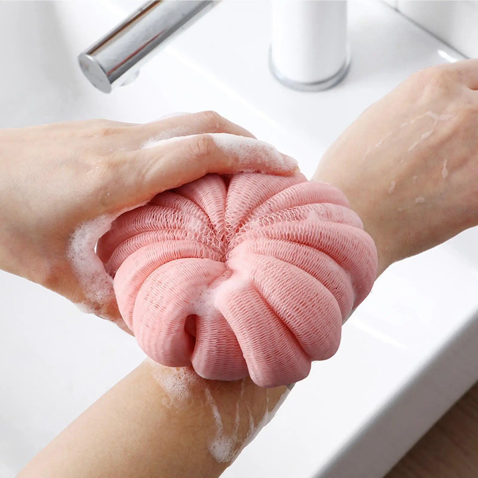 

Bath Bubble Ball Exfoliating Scrubber Soft Shower Mesh Bathroom Bath Accessories Body Pumpkin New Ball Sponge Foaming V7C3
