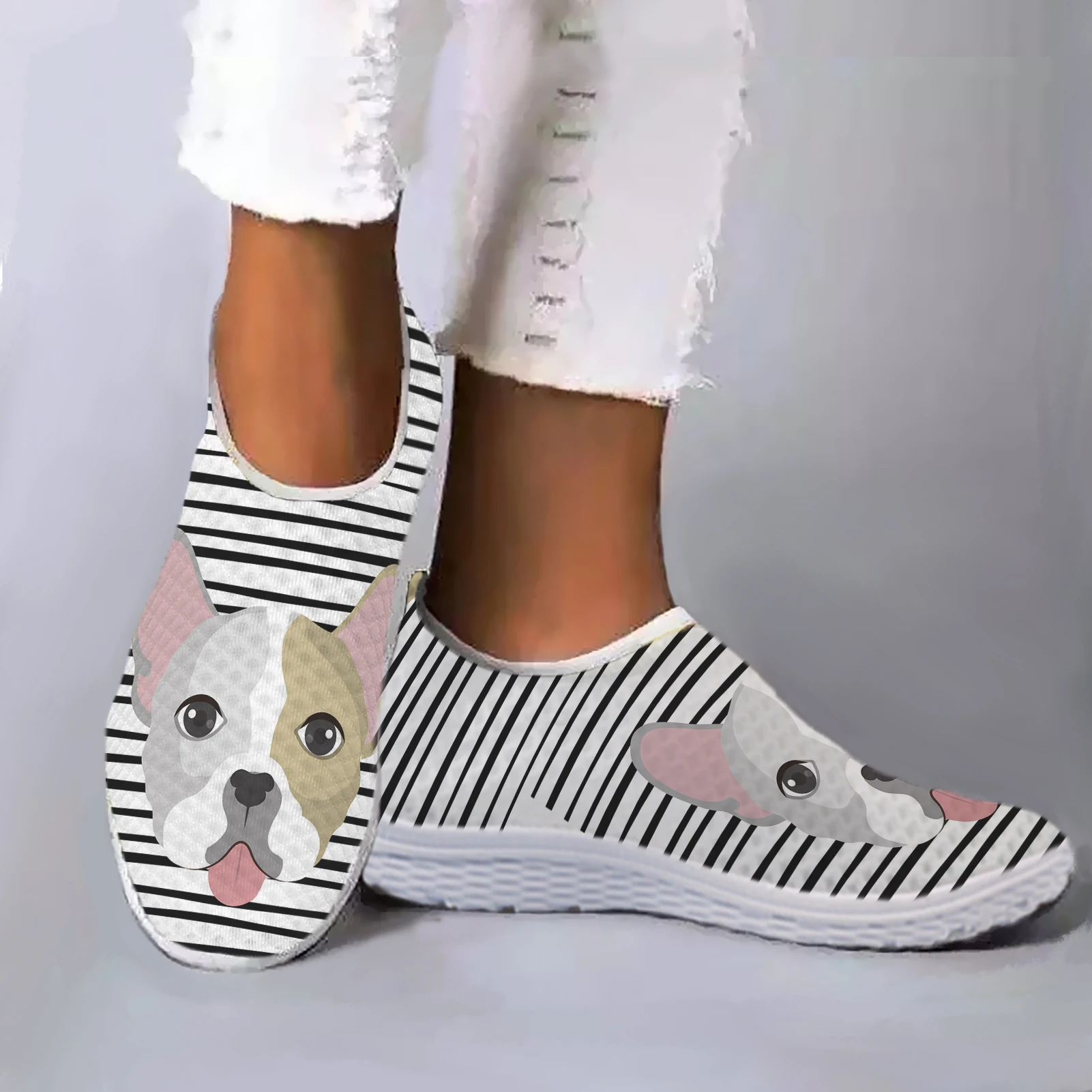 INSTANTARTS Simple Striped Design Beagle Print White Soft Sole Sneakers For Summer Comfortable And Breathable Mesh Shoes
INSTANTARTS Simple Striped Design Beagle Print White Soft Sole Sneakers For Summer Comfortable And Breathable Mesh Shoes