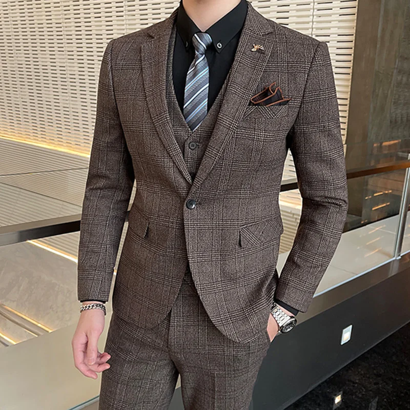 Suit Jacket Pants Vest 3 Pcs Set / Fashion New Men's Casual Boutique Business Plaid High Quality Blazers Coat Trousers Waistcoat
Suit Jacket Pants Vest 3 Pcs Set / Fashion New Men's Casual Boutique Business Plaid High Quality Blazers Coat Trousers Waistcoat