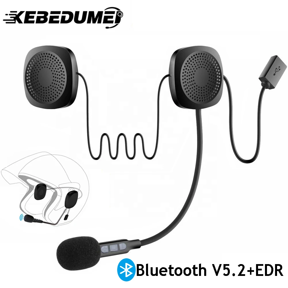 

Kebidumei гарнитура для мотоциклетного шлема Bluetooth беспроводные наушники стерео динамик поддержка автоматического ответа громкой связи вызов микрофон