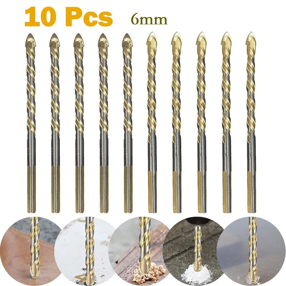 10Pcs 6mm Tile Drill Bits For Glass Ceramic Concrete Hole Opener Alloy Steel Woodworking Driiling Hole Opener Part Tool
10Pcs 6mm Tile Drill Bits For Glass Ceramic Concrete Hole Opener Alloy Steel Woodworking Driiling Hole Opener Part Tool