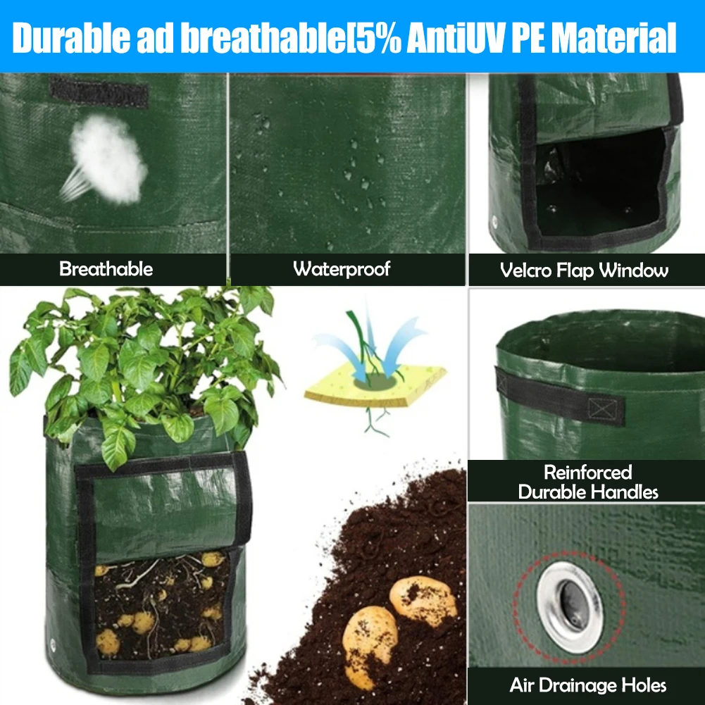 5/7/10gallon Potato Grow Pots Plant Bags Large Home Garden Pot Tomato Vegetable Planter Growing Bags PE Fabric
5/7/10gallon Potato Grow Pots Plant Bags Large Home Garden Pot Tomato Vegetable Planter Growing Bags PE Fabric
