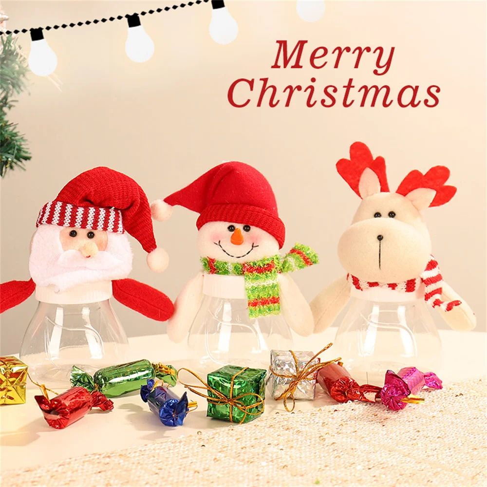 

Christmas Candy Jar Plastic Transparent Christmas Gifts Bag Santa Elk Snowman Candy Storage Bottle Multi Child Delicate Box