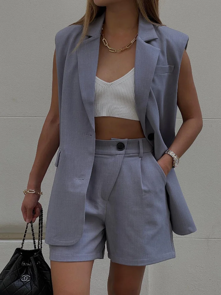 Msfancy Shorts Suit Summer Female Elegant Sleeveless Blazer Women High Waist Shorts Two Piece Sets Mujer 2022 Official Outfits
Msfancy Shorts Suit Summer Female Elegant Sleeveless Blazer Women High Waist Shorts Two Piece Sets Mujer 2022 Official Outfits