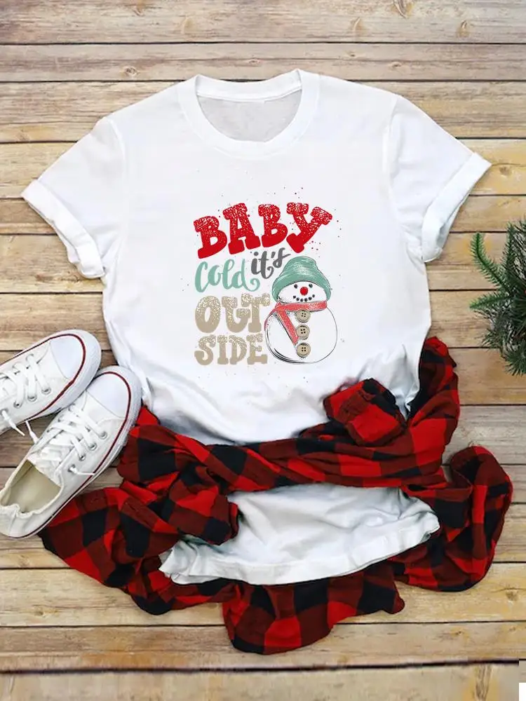 Clothing T Print Graphic Tee Merry Christmas New Year Women Snowman Winter Season Fashion Female Short Sleeve Casual T-shirts
Clothing T Print Graphic Tee Merry Christmas New Year Women Snowman Winter Season Fashion Female Short Sleeve Casual T-shirts