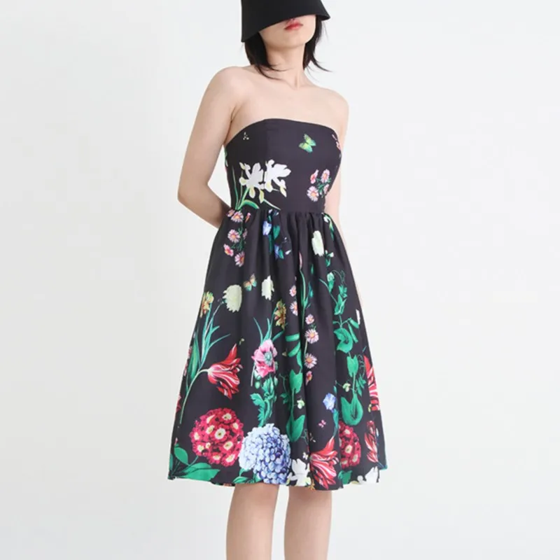 Европейские винтажные 2023 элегантные женские платья трапециевидного силуэта с высокой талией и принтом растений для весны и лета 
Европейские винтажные 2023 элегантные женские платья трапециевидного силуэта с высокой талией и принтом растений для весны и лета