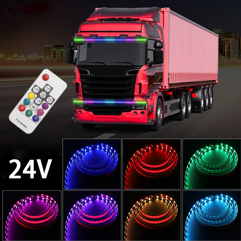 Dynamic Colorful 24V RGB Led Strip Lights For Pickup Turn Signal Rear Light Truck SUV Atmosphere Lamp Flexible DRL Light Remote
Dynamic Colorful 24V RGB Led Strip Lights For Pickup Turn Signal Rear Light Truck SUV Atmosphere Lamp Flexible DRL Light Remote