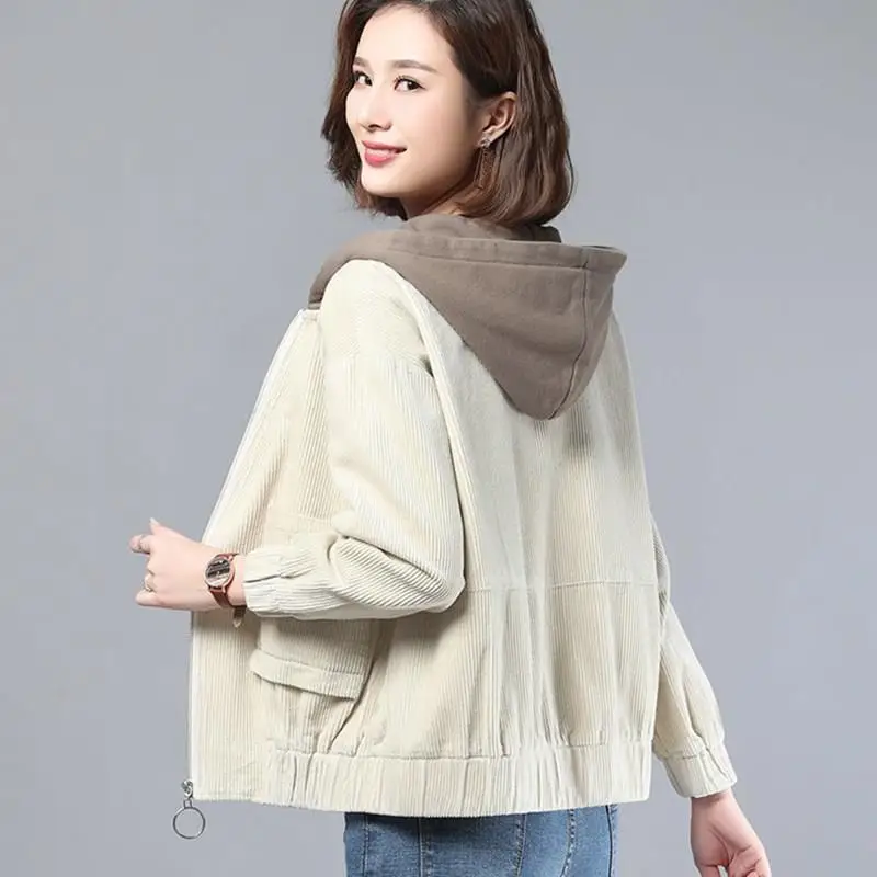 Korean Women Hooded Jacket Autumn and Winter Corduroy Splicing Coats Long-sleeved Jacket Cardigan Women
Korean Women Hooded Jacket Autumn and Winter Corduroy Splicing Coats Long-sleeved Jacket Cardigan Women