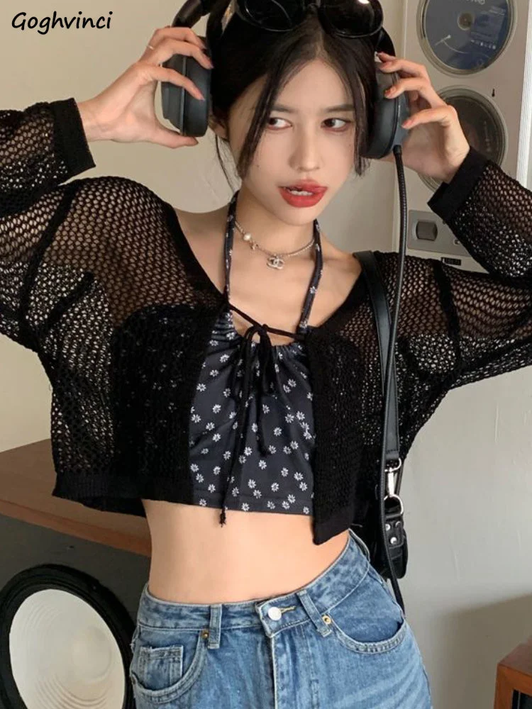 Кардиганы женские солнцезащитные тонкие летние вязаные ажурные укороченные повседневные прозрачные уличные модные свободные в стиле Ins шик для колледжа
Кардиганы женские солнцезащитные тонкие летние вязаные ажурные укороченные повседневные прозрачные уличные модные свободные в стиле Ins шик для колледжа