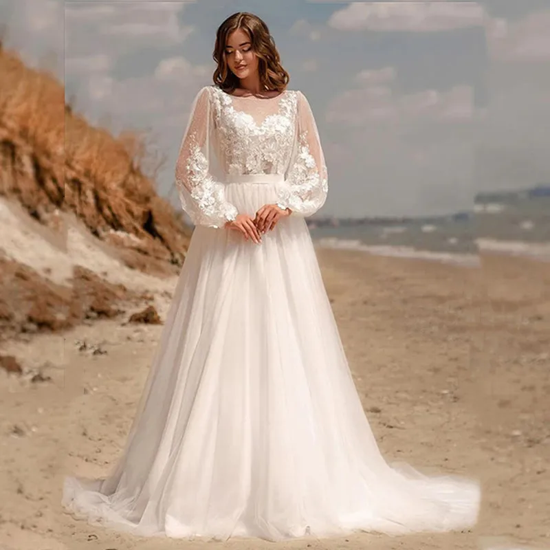 Bohemian Tulle Wedding Dress 2022 Puff Sleeves Appliques Bow Back Illusion Robe De Mariée Court Train A Line Bridal Gown Elegant
Bohemian Tulle Wedding Dress 2022 Puff Sleeves Appliques Bow Back Illusion Robe De Mariée Court Train A Line Bridal Gown Elegant