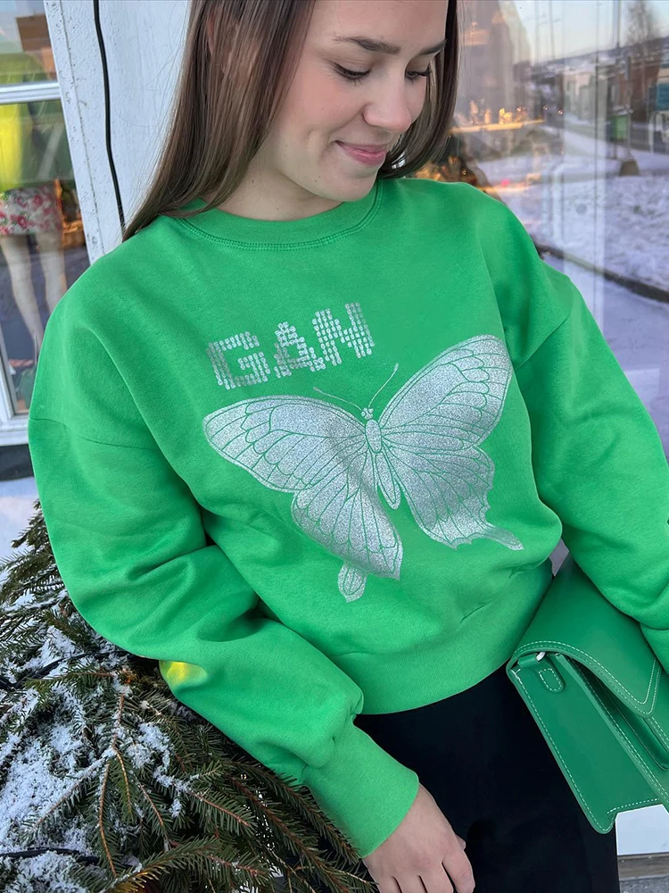Butterfly Print Sweatshirt Lady Organic Cotton O Neck Casual Fashion Pullover Tops Simple Elegant Sweatshirts Women Clothes 2023
Butterfly Print Sweatshirt Lady Organic Cotton O Neck Casual Fashion Pullover Tops Simple Elegant Sweatshirts Women Clothes 2023