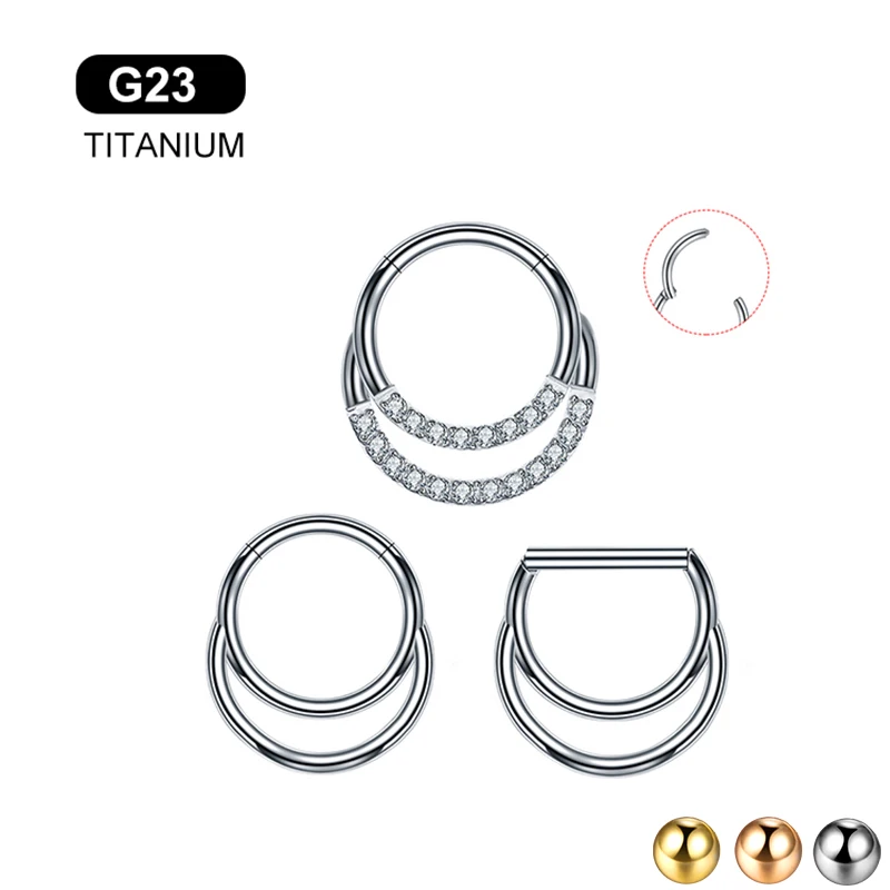 G23 Titanium Antiallergic Piercing Nose Ring Tragus Cartilage Double Layer Segment Earring Clicker Zircon Nostril Hoop 16G 1 PC
G23 Titanium Antiallergic Piercing Nose Ring Tragus Cartilage Double Layer Segment Earring Clicker Zircon Nostril Hoop 16G 1 PC