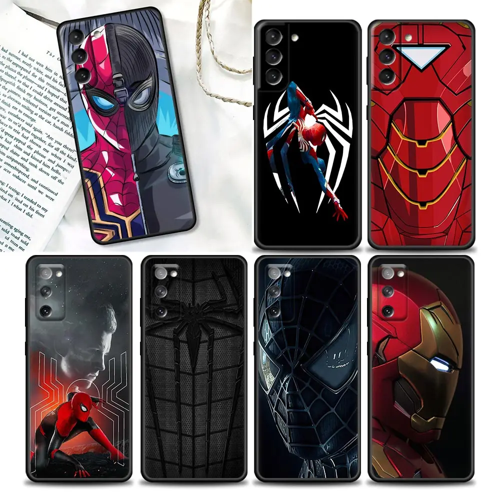 

Phone Case for Samsung Galaxy S22 S21 S20 Fe 5G S7 S8 S9 S10e Plus Ultra Soft Silicone Case Cover Tony Stark Iron Man Spider Man