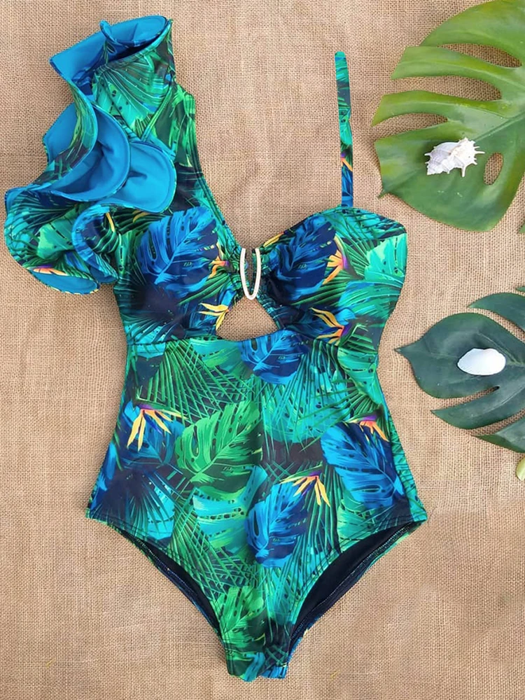 Sexy One Shoulder Ruffle One Piece Swimsuit Print Floral Swimwear Women Swimsuit Bathing Suit Beachwear Monokini
Sexy One Shoulder Ruffle One Piece Swimsuit Print Floral Swimwear Women Swimsuit Bathing Suit Beachwear Monokini