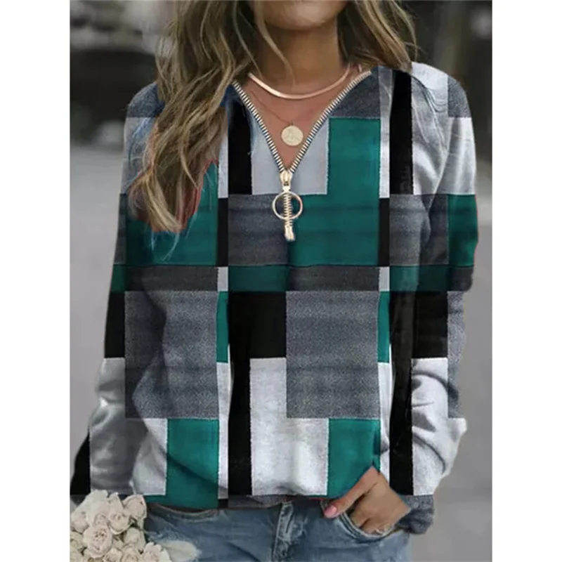 Ladies Geometric Printed Hooded Sweatshirts Casual Loose V Neck Zipper Long Sleeve Plaid Top Fashion Pullover Streetwear
Ladies Geometric Printed Hooded Sweatshirts Casual Loose V Neck Zipper Long Sleeve Plaid Top Fashion Pullover Streetwear