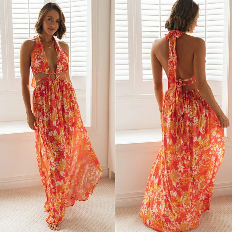 Women Sexy Floral Print Dress Halter Summer Bohemian Style Sleeveless Backless Dresses Elegant Party Holiday Clothes 2022 New
Women Sexy Floral Print Dress Halter Summer Bohemian Style Sleeveless Backless Dresses Elegant Party Holiday Clothes 2022 New